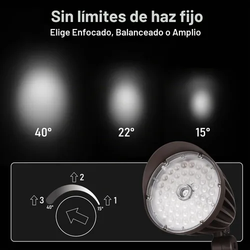Vista 2 de LEONLITE - Luz de inundación LED de 5 CCT, 20 W/30 W/40 W, haz NEMA, del atardecer al amanecer