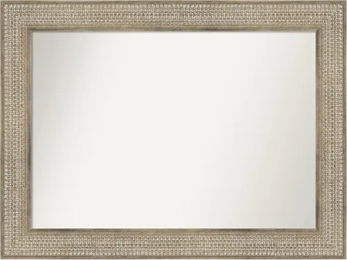 Vista 188 de Amanti Art Espejo de baño plateado para sobre fregadero, 26 x 26 pulgadas, espejo cuadrado de níquel pulido, marco de madera tradicional mediano, se