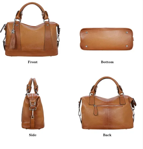 Vista 11 de Heshe - Bolsa de hombro de piel para mujer, con asa superior, bolsa cruzada