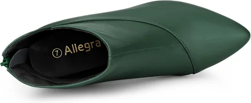 Vista 5 de Allegra K Botines de tacón de cuña con cremallera y punta puntiaguda para mujer