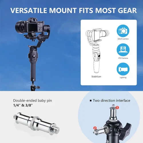 Vista 3 de 【Resistente de 16 pies】Trípode RAUBAY Extreme Tall para cámara de video deportiva con amortiguación de aire, soporte de luz telescópico de aleación