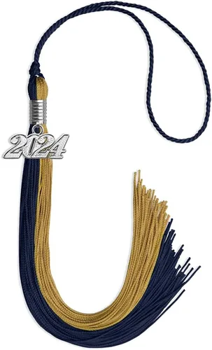 Vista 147 de Endea Graduation Borla de doble color con gota de fecha plateada (negro/oro antiguo, 2025)