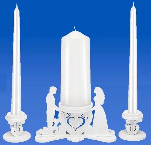 Vista 2 de Unity - Juego de 3 portavelas para novia y novio, velas para ceremonia de boda