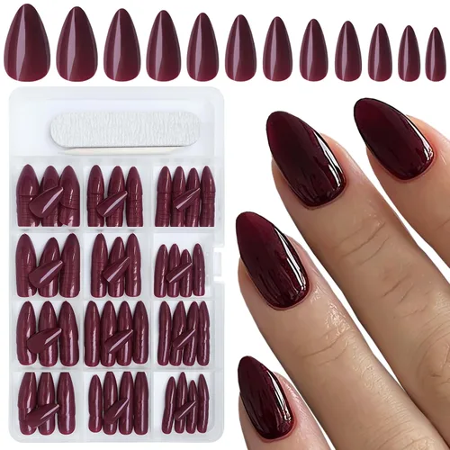 Vista 8 de AddFavor 360 uñas postizas cortas a presión de almendra, uñas postizas cortas negras de almendra, uñas postizas acrílicas a presión con pestañas