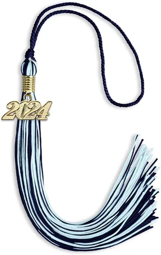 Vista 70 de Endea Graduation - Borla de doble color mixto con fecha dorada (negro/dorado antiguo, 2021)