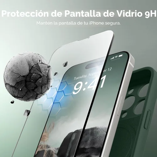 Vista 4 de Funda magnética para iPhone 13 Pro, compatible con MagSafe, [protección completa de la cámara] [protector de pantalla] funda protectora de silicona