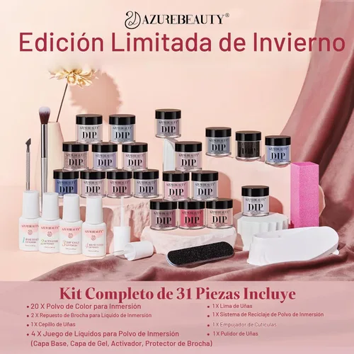 Vista 6 de AzureBeauty Kit de 31 piezas de polvo de inmersión para uñas para todas las Desnudo Bronceado Gris Negro