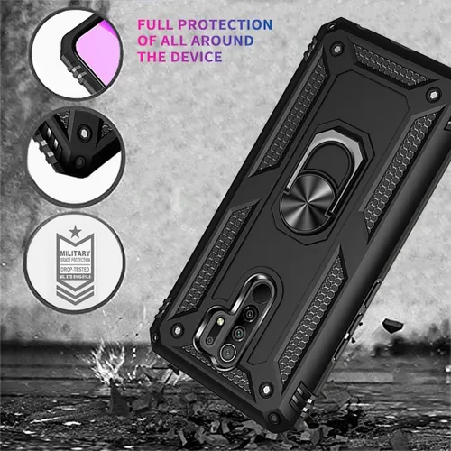 Vista 7 de Funda para Redmi Note 8 Pro M1906G7I con protector de pantalla de vidrio templado, [grado militar] Soporte magnético para anillo de automóvil
