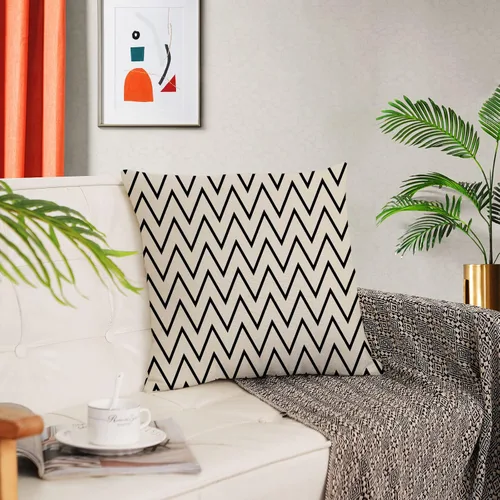 Vista 6 de YeeJu - Funda de cojín cuadrada de lino y algodón con diseño geométrica. Funda de almohada, para exterior, hogar, sofá.
