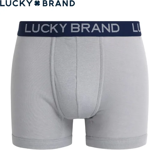 Vista 4 de Lucky Brand Mens Boxer Briefs - 3 Pack Cotton Underwear For Men, 5" Inseam Aleación/Super Sonic/Azul Azure