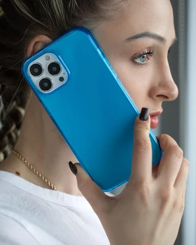 Vista 6 de FELONY - Funda para iPhone 15 Pro, funda transparente de color azul neón Azul claro neón