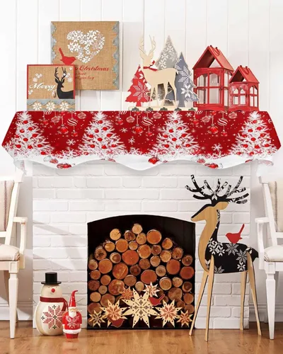 Vista 3 de Funda para bufanda de chimenea de árbol de Navidad, mantel superior, bufanda para Navidad, Halloween, Acción de Gracias, otoño, decoración
