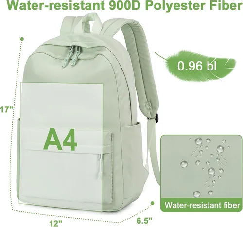 Vista 5 de Bluboon Mochila para la escuela, mochila para niños, adolescentes y niñas, mochila para computadora portátil, regalos para mujeres, Verde