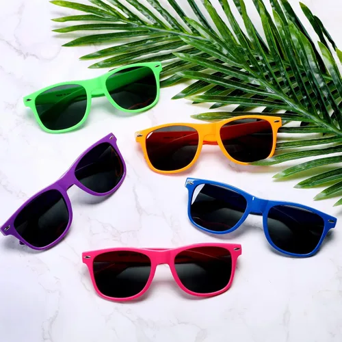 Vista 8 de Paquete de 48 lentes de sol de neón de 12 colores, recuerdos de fiesta, estilo retro de los años 80, juego perfecto de gafas de sol coloridas