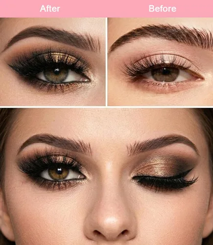 Vista 4 de Pestañas postizas naturales de visón 6D, aspecto dramático, pestañas postizas esponjosas, extensión de maquillaje, pestañas largas hechas a mano