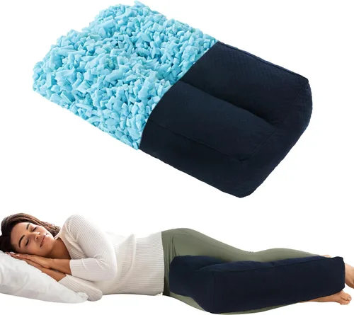Vista 10 de HOMBYS Almohada de rodilla de espuma viscoelástica triturada para dormir de lado, almohada de 5.5 pulgadas de altura entre las piernas para alinear
