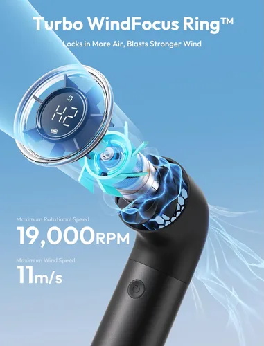Vista 3 de Aecooly Ventilador de Mano Portátil, Ventilador Mini Turbo Potente, Aero Pro de Alta Velocidad de 19000 RPM, Tiempo Máximo de Enfriamiento de 15H