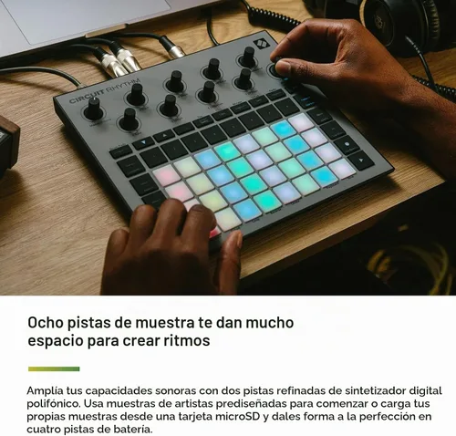 Vista 7 de Novation Circuit Rhythm: Sampler y groovebox con ocho pistas de muestras para crear y realizar beats USB, Standalone Sampler & Drum Machine, 8