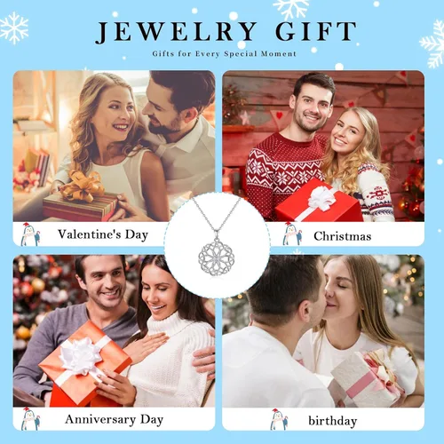 Vista 7 de VOVEAT Celtic Knot Necklace 925 Sterling Silver Good Luck Celtic Necklace Amulet Protection Necklace Birthday Valentines Day Gifts Amulet Protection