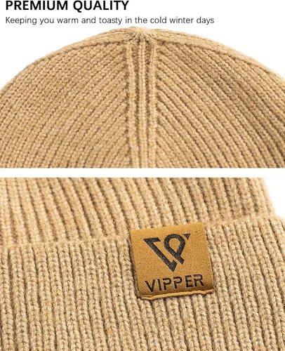 Vista 2 de VIPPER Gorro de punto con diseño de calavera para hombre, gorro cálido para hombre y mujer