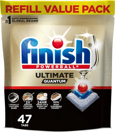Vista 17 de Finish Ultimate Infinity Shine - Cápsulas para lavavajillas, detergente sin necesidad de pre-enjuague, elimina manchas quemadas, con Protector