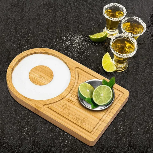 Vista 5 de Juego de borde de sal para margaritas Timani, borde de vidrio de madera de bambú, herramienta de barman para cócteles y margaritas, borde de azúcar