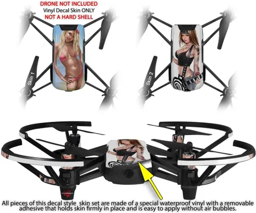 Vista 2 de Skin Decal Wrap 2 Pack para DJI Ryze Tello Drone Bikini Girl 01 Drone no incluido