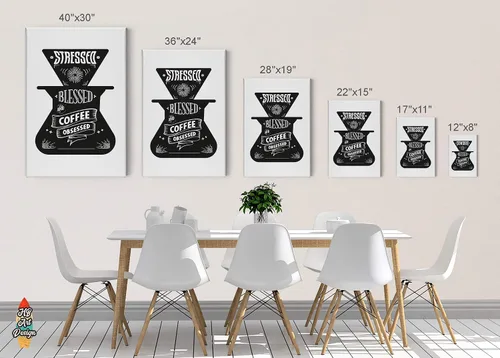 Vista 5 de Coffee Decor V52 - Lienzo decorativo para pared, diseño de cafeína