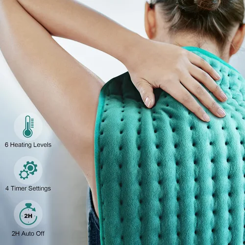 Vista 2 de Almohadillas térmicas eléctricas para aliviar el dolor de espalda, cuello y hombros, regalos para mujeres, hombres, mamá, papá, Navidad, día