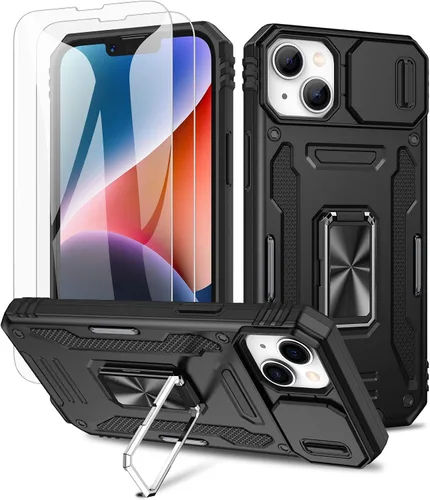 Vista 12 de Maxdara Funda para iPhone 14 Pro Max, con cubierta deslizante para cámara y soporte giratorio de 360° integrado y protector de pantalla de vidrio