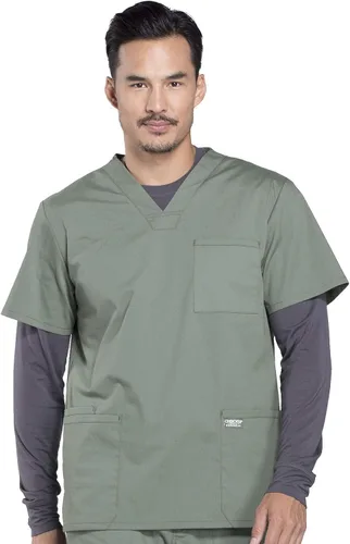 Vista 17 de Cherokee WW Professionals - Camisa médica con cuello en V para hombre, 4 bolsillos Negro