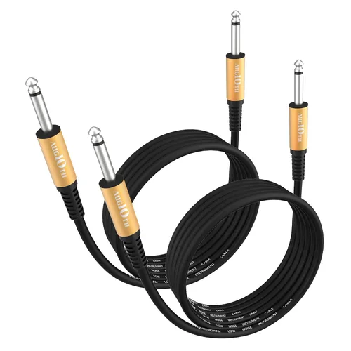 Vista 11 de Cable de guitarra de 3 pies, paquete de 4 colores recto a recto Etapa instrumento eléctrico bajo cable AMP cable 1/4 TS mono enchufe, flexible