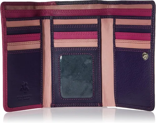 Vista 4 de VISCONTI Rainbow Collection Bora - Cartera y monedero de cuero suave para mujer, multicolor, grande, triple, RB43, Rosado