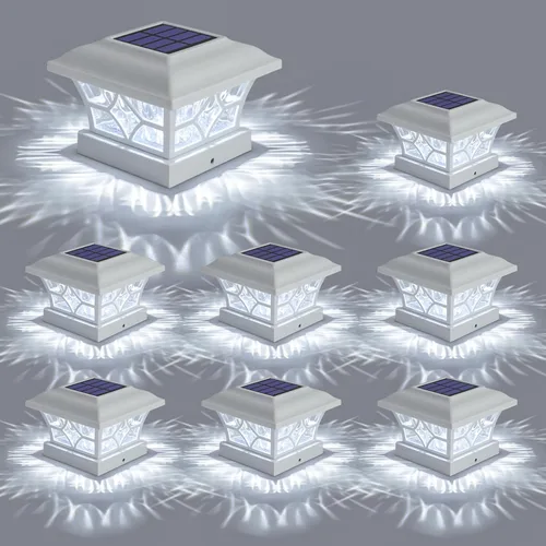 Vista 14 de APONUO Paquete de 4 luces solares para tapa de poste con batería de 1000 mAh, para vallas de 4 x 4, 5 x 5, 6 x 6, tamaño más grande y más duradero