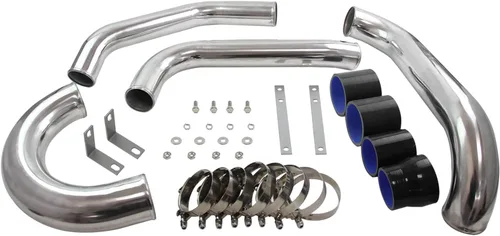 Vista 4 de Kit de tubos intercooler para Toyota Supra MK4 2JZ-GTE JZA80 2JZGTE Motor Twin Turbo 3.0L MKIV 1993-1998 (tubo plateado-negro)