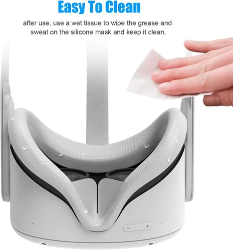 Vista 2 de LEABBY VR Silicone Face Cover Compatible with Oculus Quest 2Light-Thin VR Face PadsWaterproof Anti-Dirty Replacement Facial Cushion VR Pads