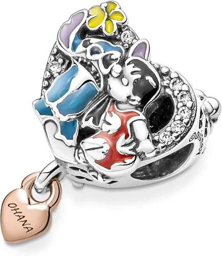 Vista 4 de Pandora Disney Ohana - Abalorio inspirado en Lilo Stitch Plata esterlina circonita