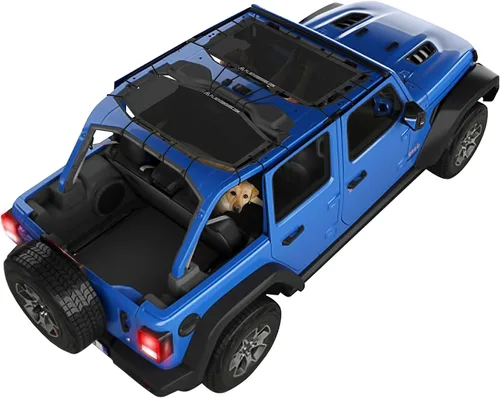Vista 7 de Alien Sunshade Parasol para Jeep Gladiator negro (2018-2023), accesorios para Jeep Gladiator, parasol de malla delantera y trasera, parte superior