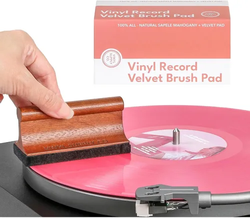 Vista 10 de Vinyl Supply Co.- Juego de pinceles para discos de vinilo 3 en 1, cepillo para discos de vinilo de pelo de cabra, almohadilla de terciopelo