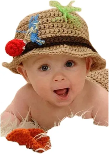 Vista 14 de Accesorios de fotografía para bebés recién nacidos, accesorios para sesión de fotos, trajes de ganchillo de punto unisex lindo sombrero pantalones