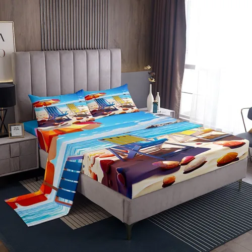 Vista 39 de Erosebridal Juego de sábanas de ballena náutica, tamaño individual, juego de ropa de cama vintage azul con ondas oceánicas para niños y niñas