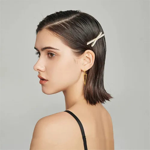 Vista 7 de Charm Chic - Aretes colgantes minimalistas de metal punk triangulares rectangulares con geometría para mujeres, niñas, adolescentes y hombres