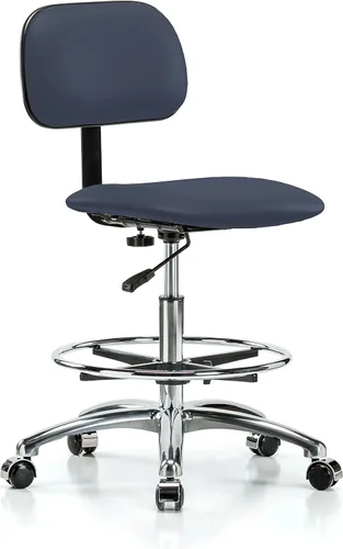Vista 92 de Perch - Silla de laboratorio cromada con respaldo ajustable, altura del escritorio de 17 a 22 pulgadas, tela negra