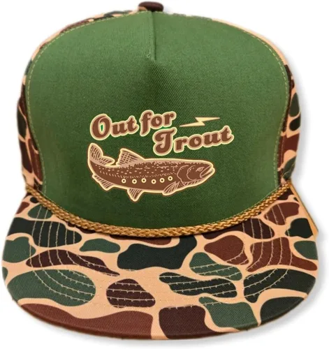 Vista 9 de ThatsRad Out for Trout Camionero Camuflaje Sombrero Visera Cuerda Snapback Camo Pesca Mosca