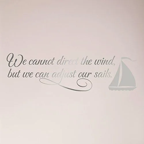 Vista 5 de 36"x12" We Cannot Direct The Wind, But We Can Adjust Our Sails. Adhesivo de pared con texto en inglés "We Cannot Direct The Wind, But We Can Adjust