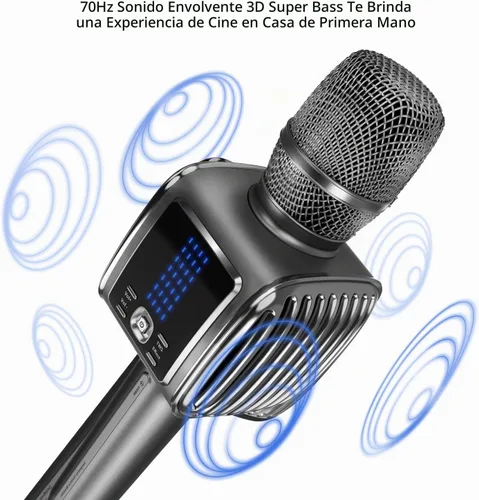 Vista 3 de TOSING G6 Pro - Máquina de karaoke para adultos y niños, altavoz Bluetooth de 20 W con LCD, micrófonos inalámbricos