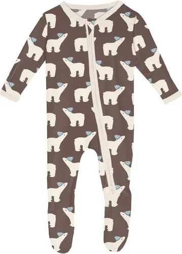Vista 31 de KicKee Baby & Toddler - Pijama de viscosa ultrasuave de bambú con patas abatibles y puños