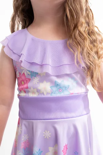 Vista 2 de Little Adventures Vestido de princesa con diseño de flores, lavable a máquina, traje de fiesta y juego de simulación para niños sin purpurina