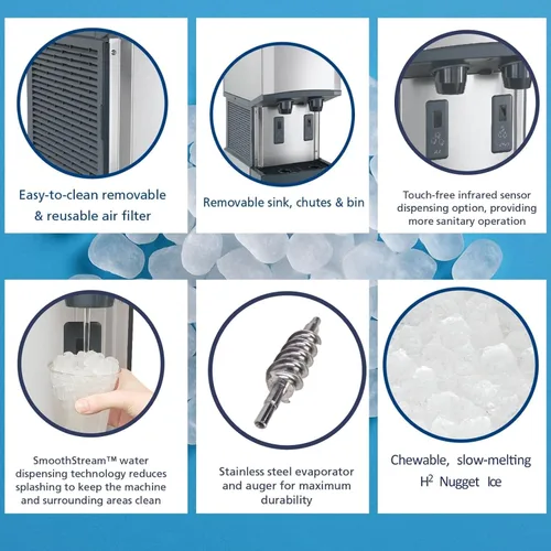 Vista 4 de Scotsman Fabricador de hielo en pepitas comercial, dispensador de hielo y agua con almacenamiento (HID312A-1) 260 libras por día