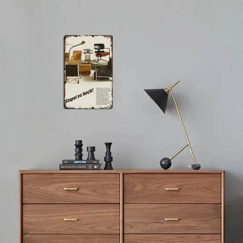 Vista 5 de Vintage Bauhaus Furniture Stack Metal Sign Funny Midcentury Modern Industrial Chair Poster Retro Bauhaus Home Aluminum 8x12inch-For Bathroom Living